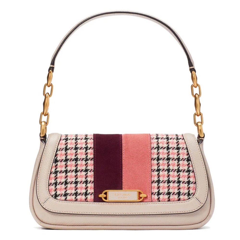 NWT Kate Spade Gramercy Racing Stripe Plaid Twill Small Flap Shoulder Bag (RARE)